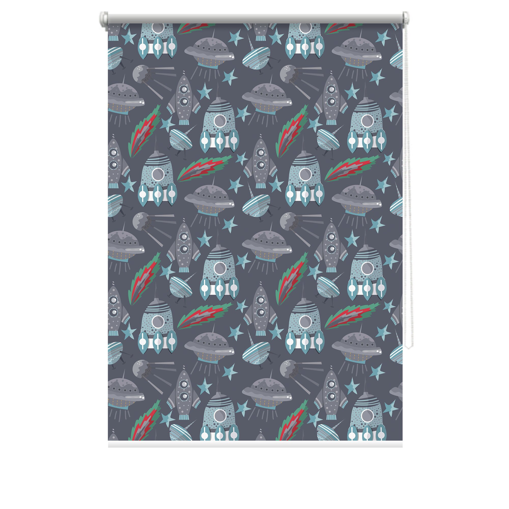 Rulou textil cu print, opac, verso alb, Space 1, multicolor, 80x150 cm