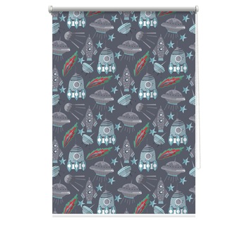Rulou textil cu print, opac, verso alb, Space 1, multicolor, 80x150 cm Rulou textil cu print, opac, verso alb, Space 1, multicolor, 80x150 cm