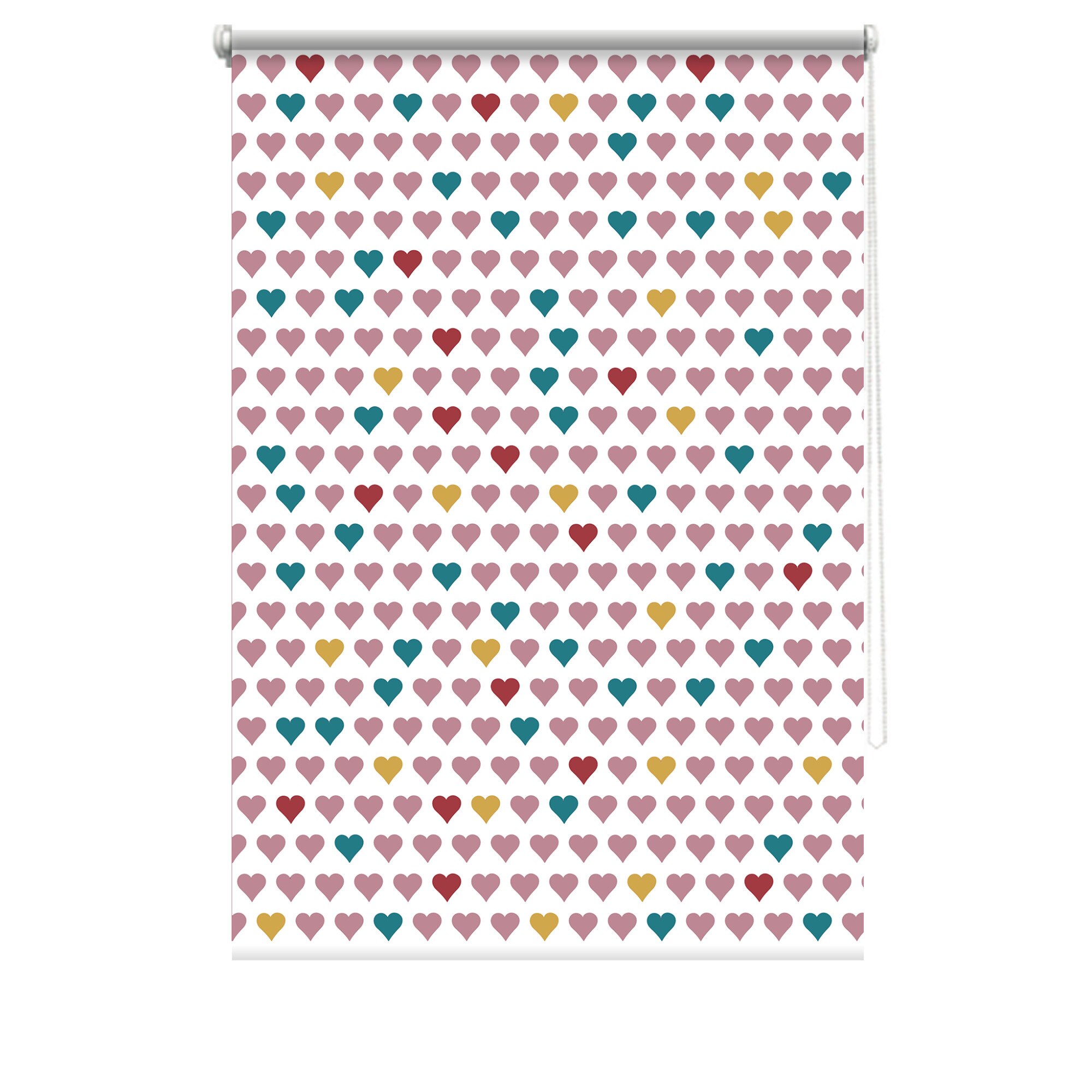 Rulou textil cu print, opac, verso alb, Inimi 1, multicolor, 80x150 cm