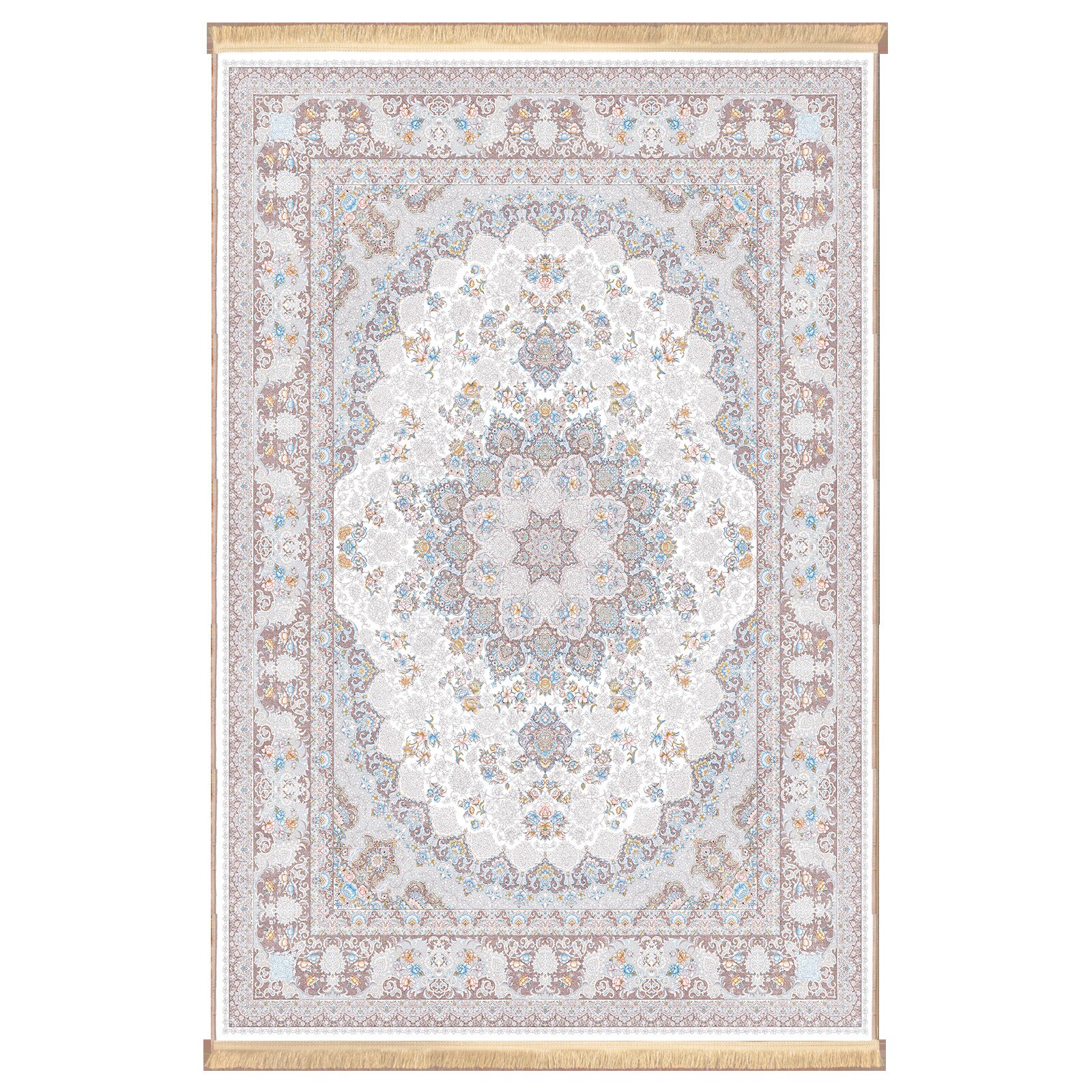 Covor Persan Eu Carpet Mecanic Sarigol103 Dimensiune 80x120 Bej 3milioane nod/mp Din Acrylic Design Classic Antialergic Anticiuperci Antimucegai