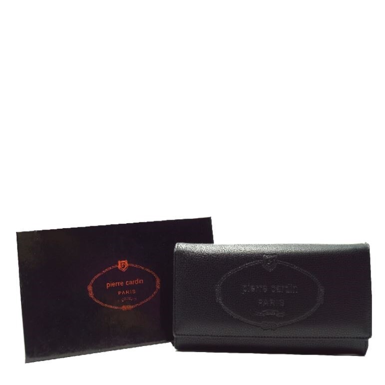 Portofel Pierre Cardin cu logo imprimat, Negru