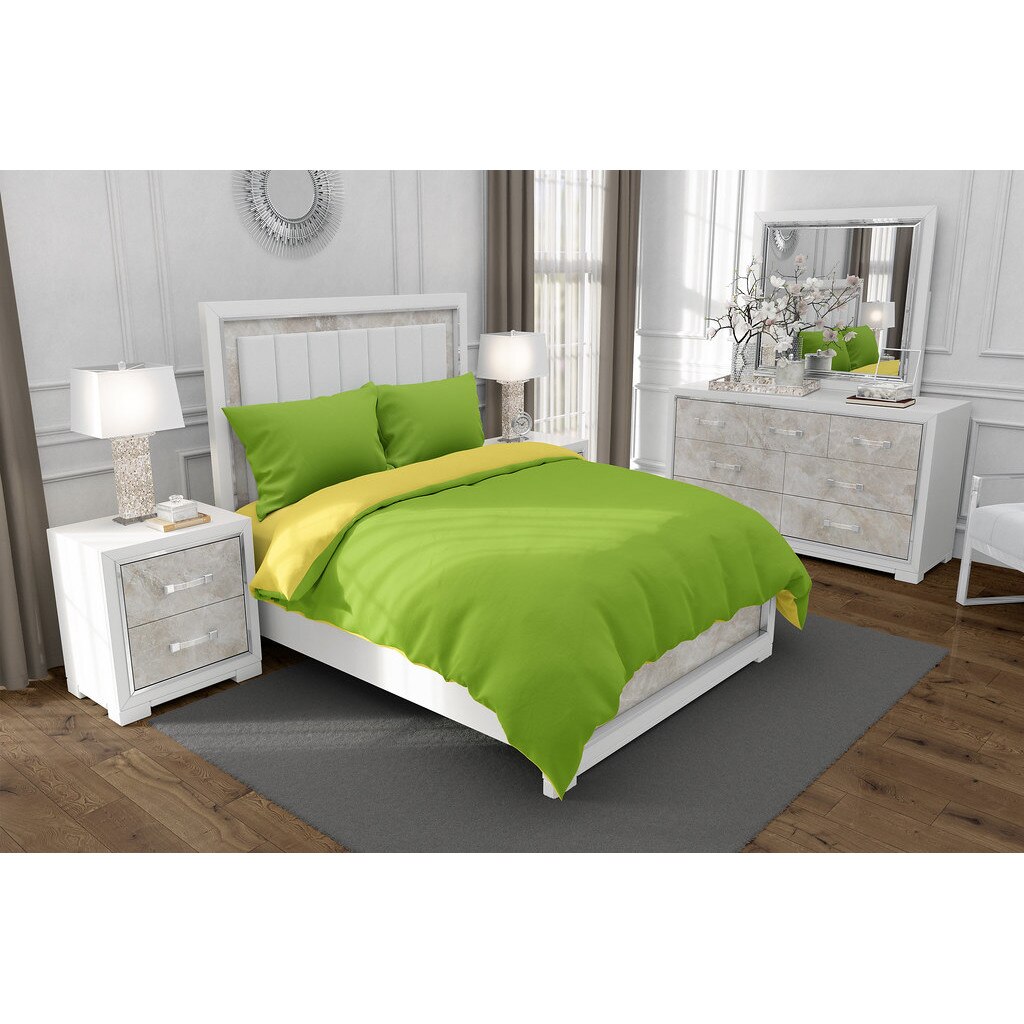 Lenjerie de pat pentru o persoana cu husa de perna Duo bumbac satinat, gramaj tesatura 120 g/mp, Verde/Galben, 3 piese - eMAG.ro Lenjerie de pat pentru o persoana cu husa de perna Duo bumbac satinat, gramaj tesatura 120 g/mp, Verde/Galben, 3 piese - eMAG.ro