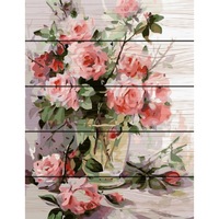 set picturi pe numere acuarello pink flowers-pictura lemn  40x50cm culori acrilice pensule lemn cu numere sablon imagen 21_0_
0