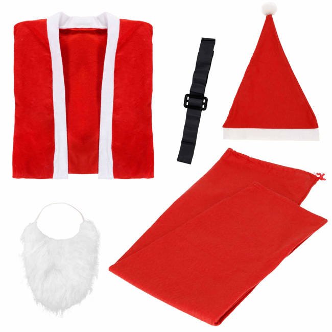 Costum Mos Craciun 5 piese, rosu