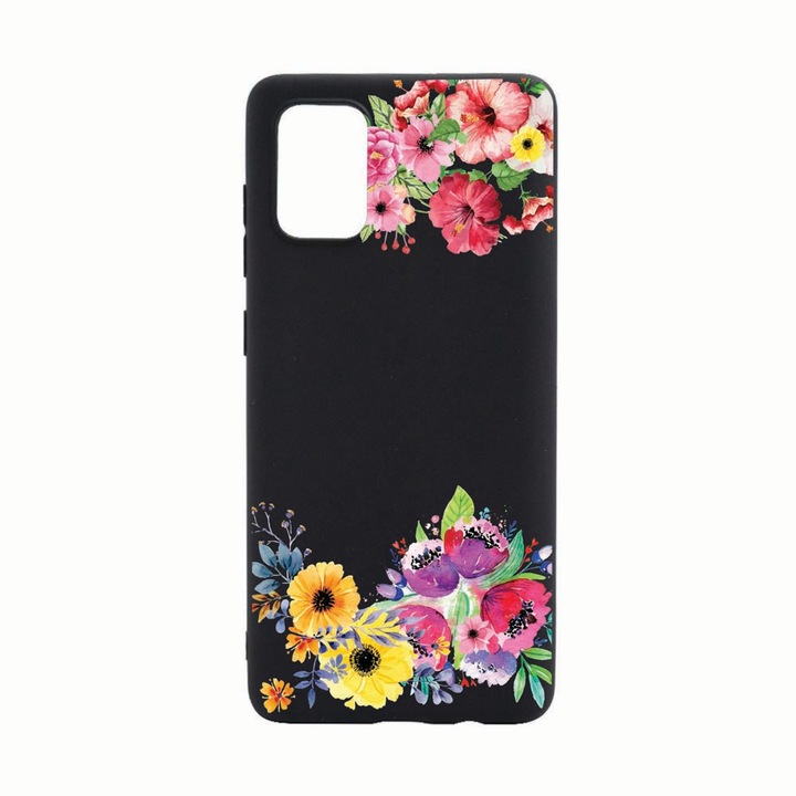Husa Silicon Compatibila Cu Samsung Galaxy A72, Flowers, rezistenta la uzura, anti-alunecare, B56
