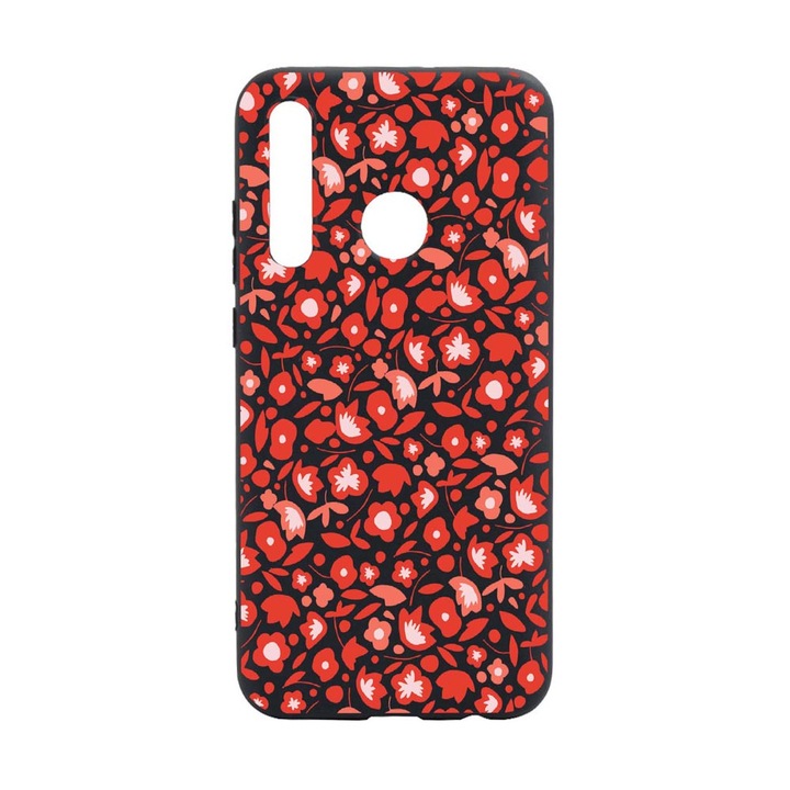 Husa Red Floweres Pattern, pentru Xiaomi Redmi Note 8T, rezistenta la uzura, anti-alunecare, din silicon Premium, din silicon Premium, B631