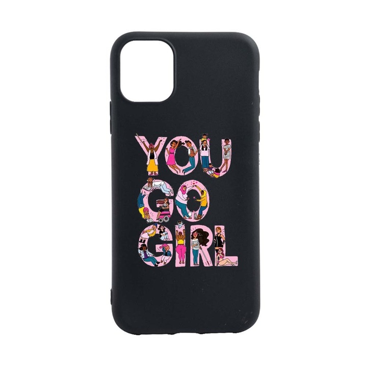 Husa Girl Power, pentru Apple iPhone 12 Pro, rezistenta la uzura, anti-alunecare, din silicon Premium, B250