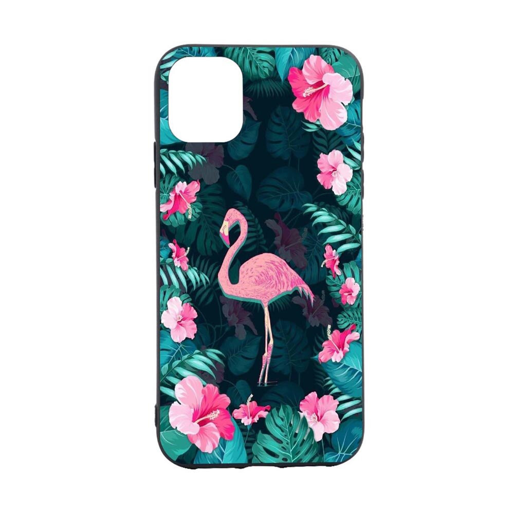 Husa Silicon Flamingo, Flower pattern, compatibila cu Apple iPhone 13 Pro, rezistenta la uzura, anti-alunecare, B247