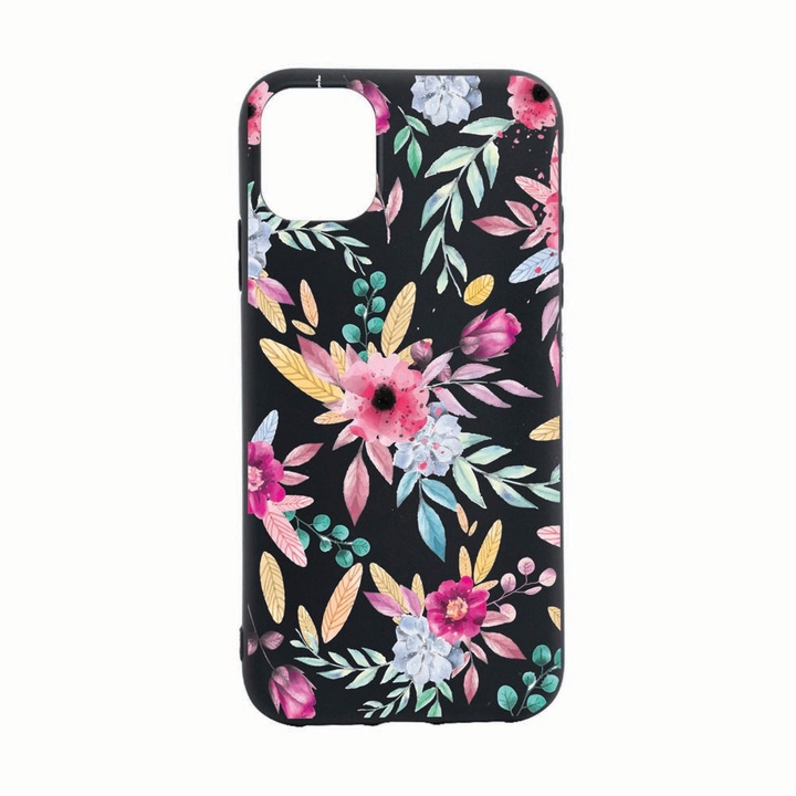Husa Silicon Compatibila Cu Apple iPhone 13 Mini, Happy Flowers, rezistenta la uzura, anti-alunecare, B69