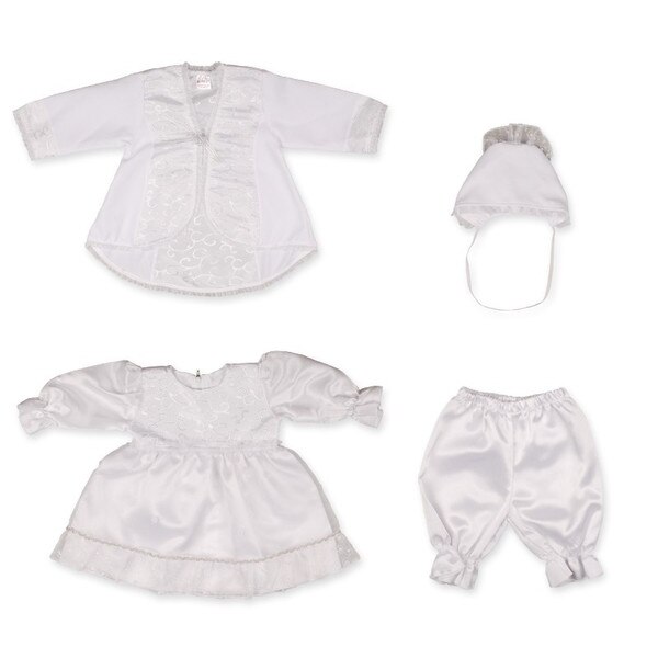 Set 4 piese pentru fete Pifou CB6A-62-cm-3-4-luni, Alb