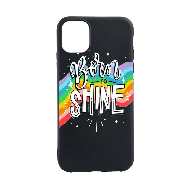 Husa cu mesaj Born To Shine, pentru Apple iPhone 12 Pro, rezistenta la uzura, anti-alunecare, din silicon Premium, din silicon Premium, B489