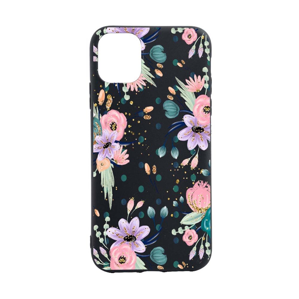 Husa Silicon Flowers, compatibila cu Apple iPhone 13 Mini, rezistenta la uzura, anti-alunecare, B495