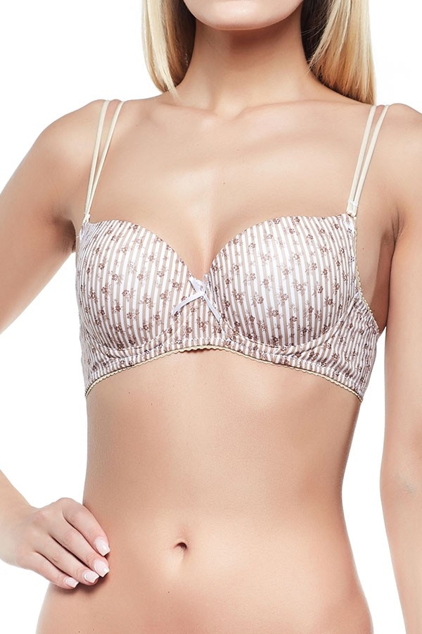 Sutien push-up, Zanna, alb cu, Alb flori