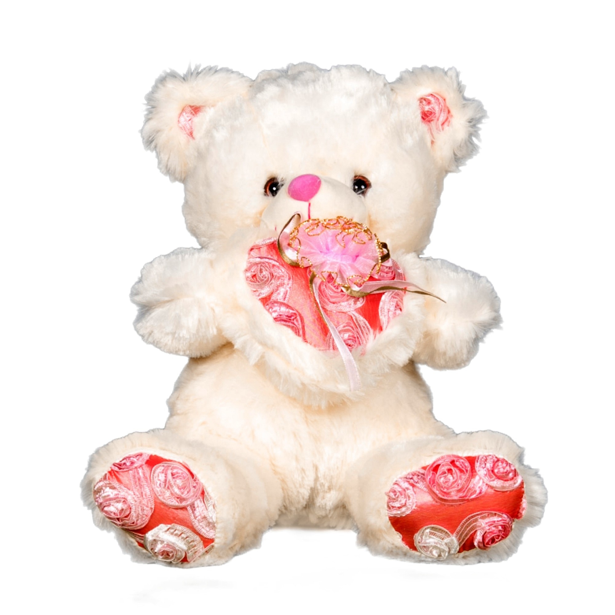 Urs de plus 35 cm, Kota Baby, Crem/Roz - eMAG.ro