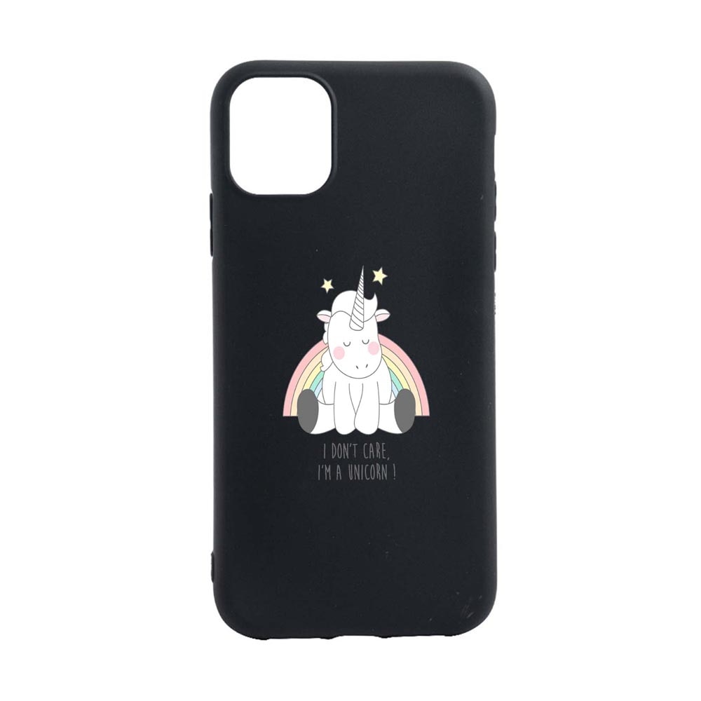Husa Silicon Unicorn - I Don't Care, compatibila cu Apple iPhone 13 Pro, rezistenta la uzura, anti-alunecare, B524