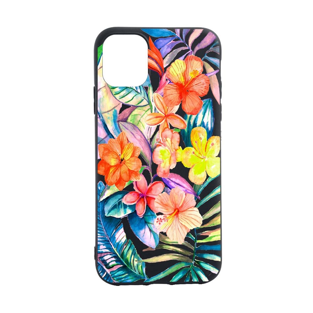 Husa Silicon Tropical Flowers, compatibila cu Apple iPhone 13 Pro Max, rezistenta la uzura, anti-alunecare, B498