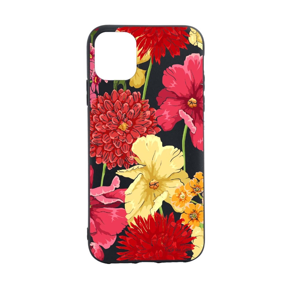 Husa Silicon Flowers Red Yellow, compatibila cu Apple iPhone 13, rezistenta la uzura, anti-alunecare, B634