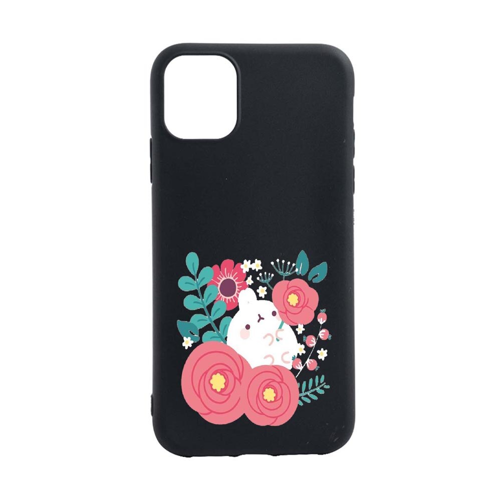 Husa Silicon Rabbit in flowers, compatibila cu Apple iPhone 13 Mini, rezistenta la uzura, anti-alunecare, B686