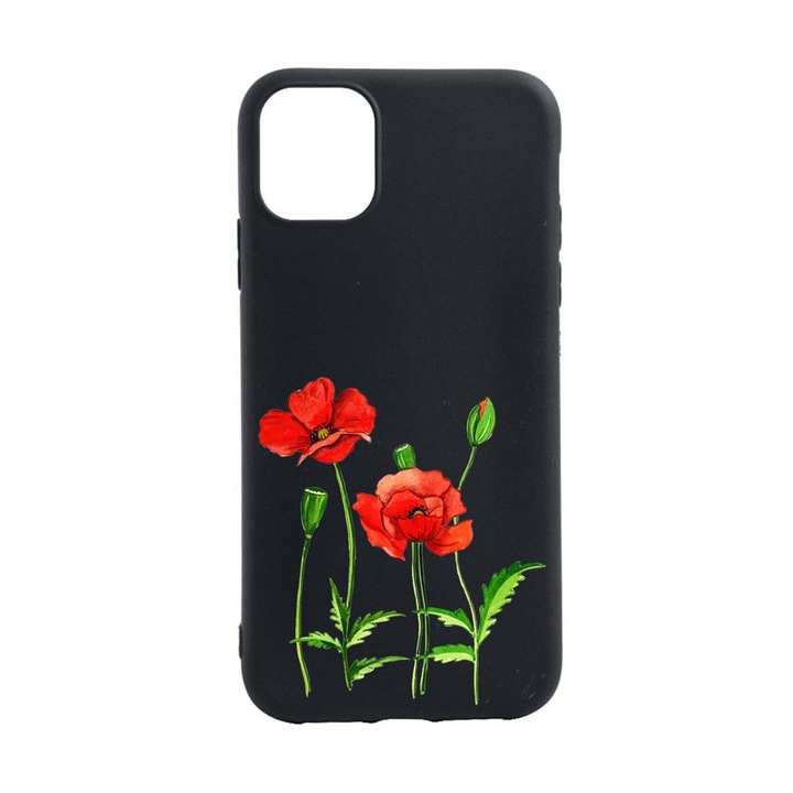 Husa Silicon Red Flower, compatibila cu Apple iPhone 13 Pro Max, rezistenta la uzura, anti-alunecare, B643