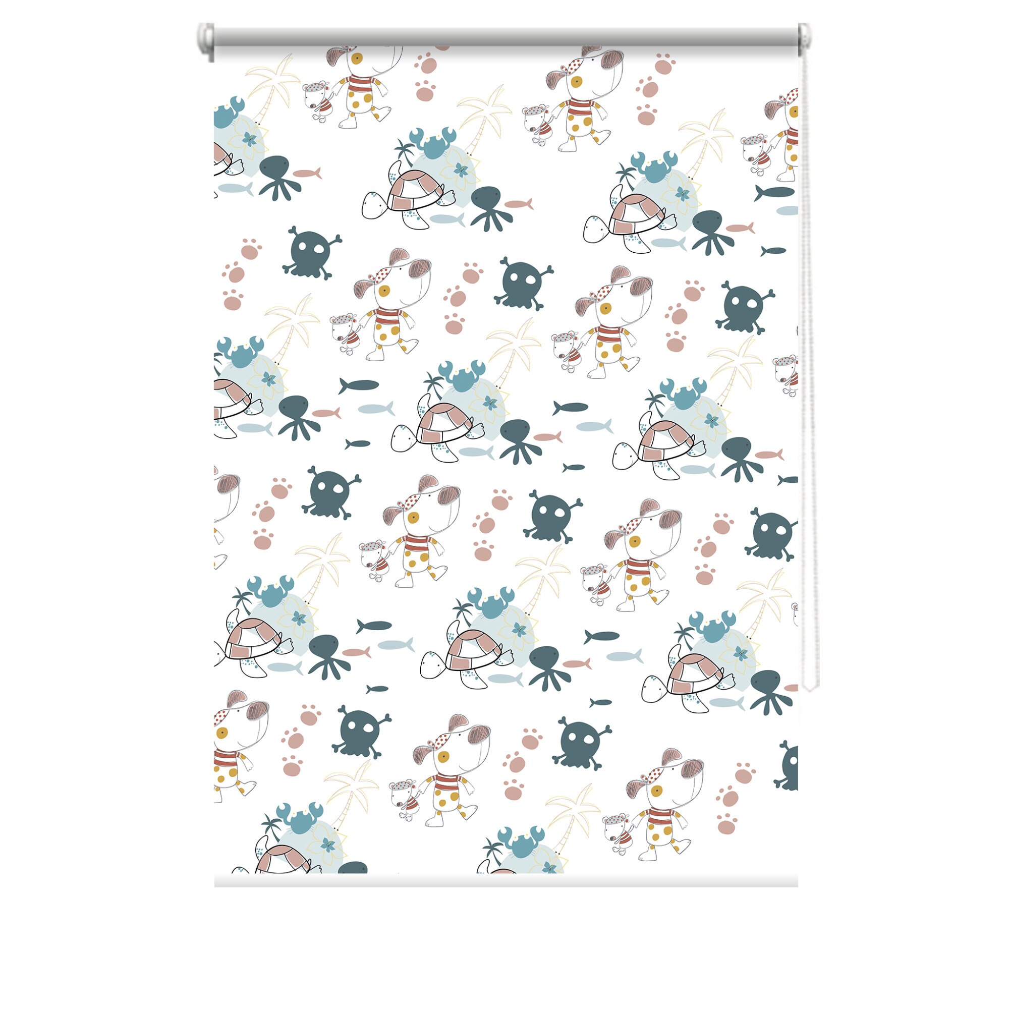 Rulou textil cu print, opac, verso alb, Pirati 5, multicolor, 62x150 cm