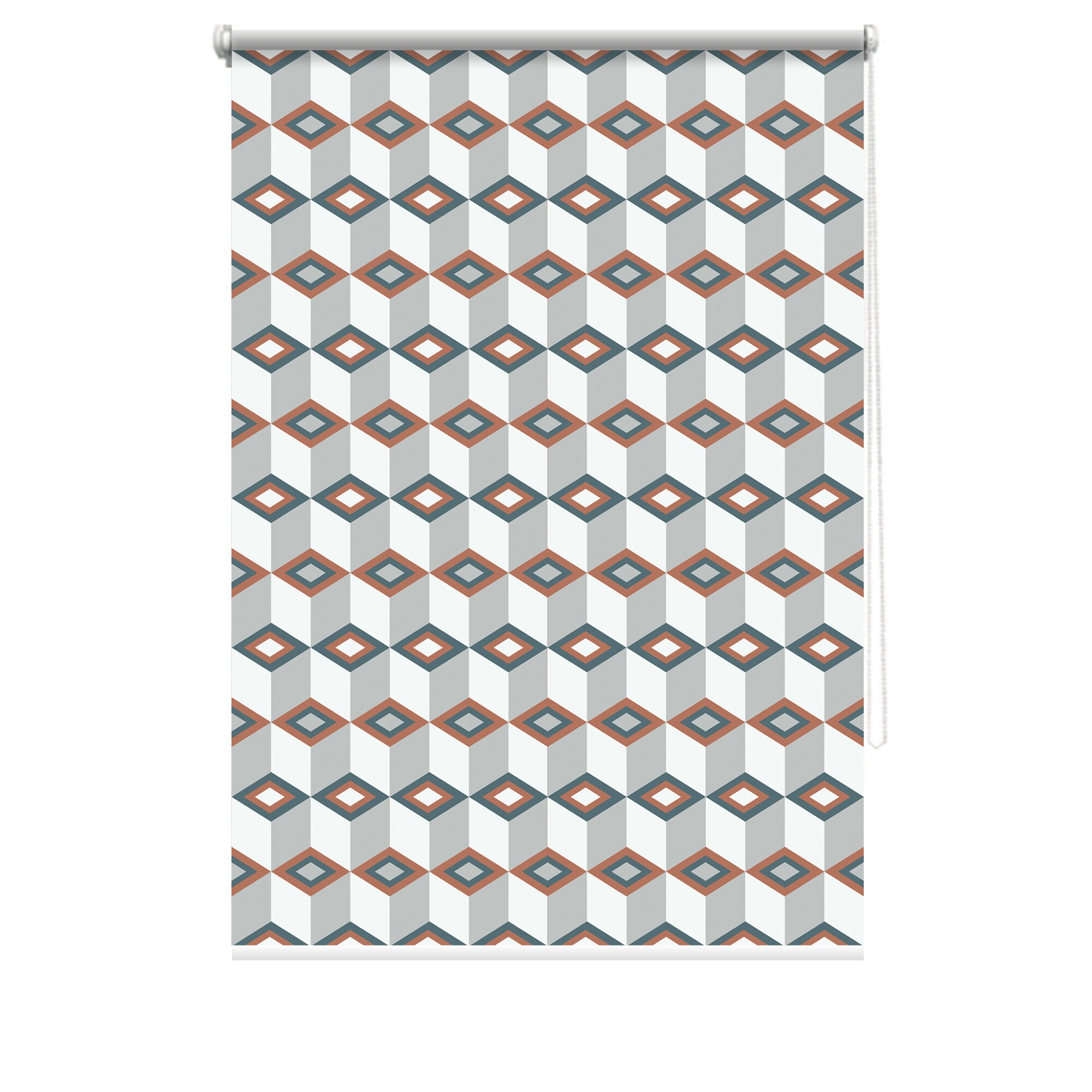 Rulou textil cu print, opac, verso alb, Geometric 1, multicolor, 62x150 cm