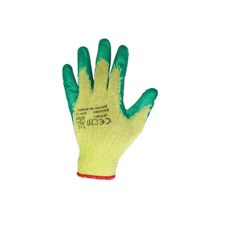 Set manusi de protectie bumbac latex galben-verde,12 bucati, marimea L Breckner Germany