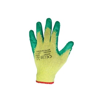 Set manusi de protectie bumbac latex galben-verde,12 bucati, marimea L Breckner Germany Set manusi de protectie bumbac latex galben-verde,12 bucati, marimea L Breckner Germany