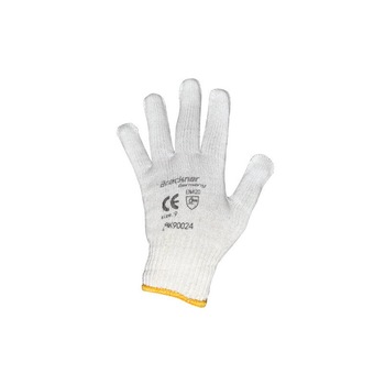 Set manusi de protectie bumbac alb-galben 12 bucati, marimea M Breckner Germany Set manusi de protectie bumbac alb-galben 12 bucati, marimea M Breckner Germany