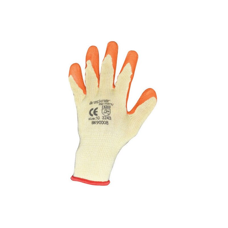 Set manusi de protectie bumbac latex galben-portocaliu, 12 bucati, marimea L Breckner Germany