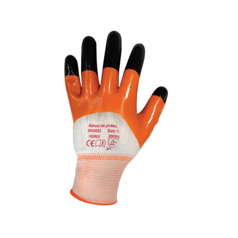 Set manusi de protectie cauciucate negru-portocaliu, 12 bucati, marimea L Breckner Germany