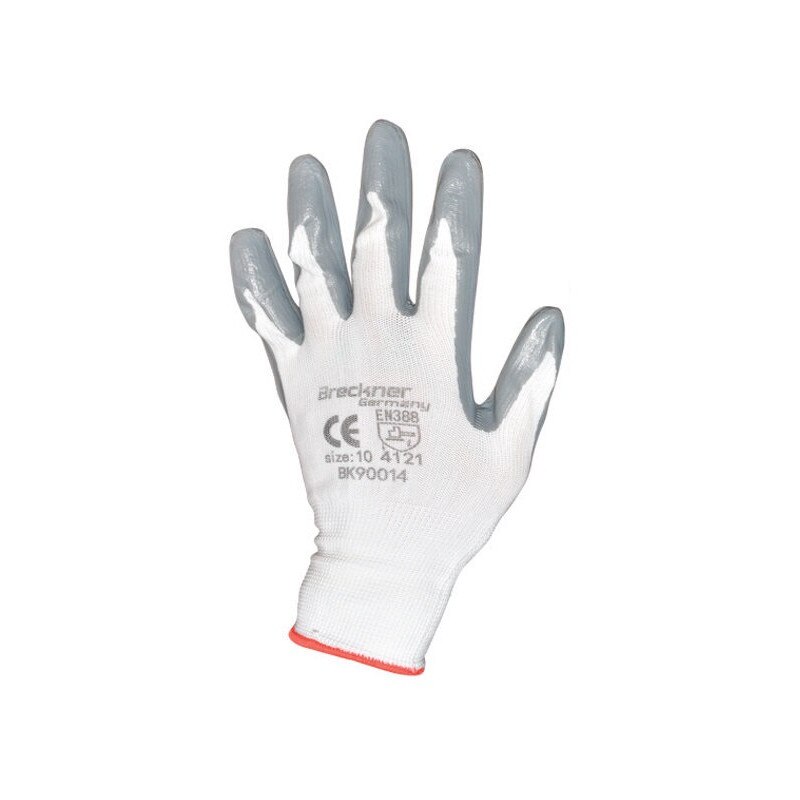 Set manusi protectie bumbac alb-gri, 12 bucati, marimea L, Breckner Germany