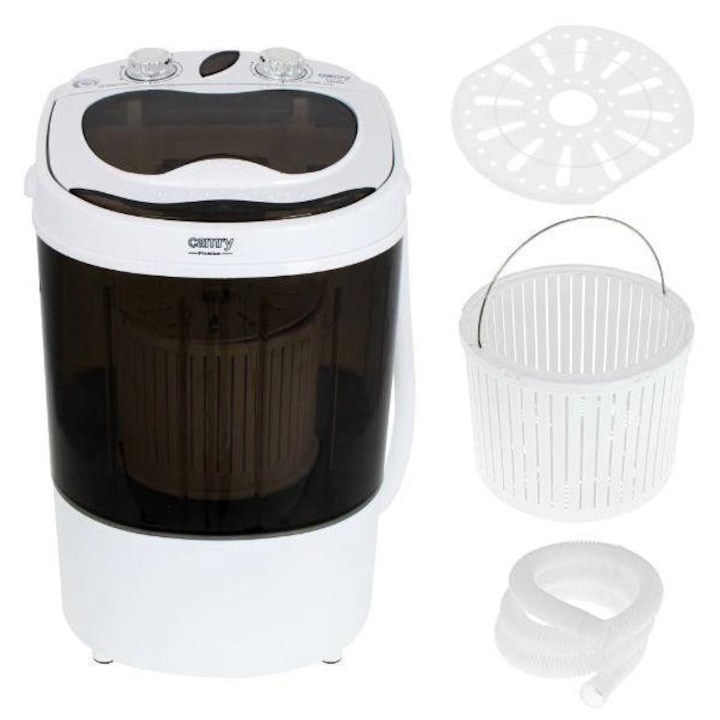 Masina de spalat mini portabila cu centrifuga, Camry, Cr 8054, de calatorie, incarcare 3 kg, 580 W, furtun de scurgere, alb