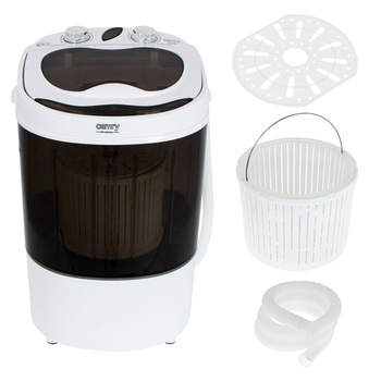 Mini masina de spalat rufe cu centrifuga Camry CR 8054, Capacitate 3kg, Semiautomata, Alb/negru Mini masina de spalat rufe cu centrifuga Camry CR 8054, Capacitate 3kg, Semiautomata, Alb/negru