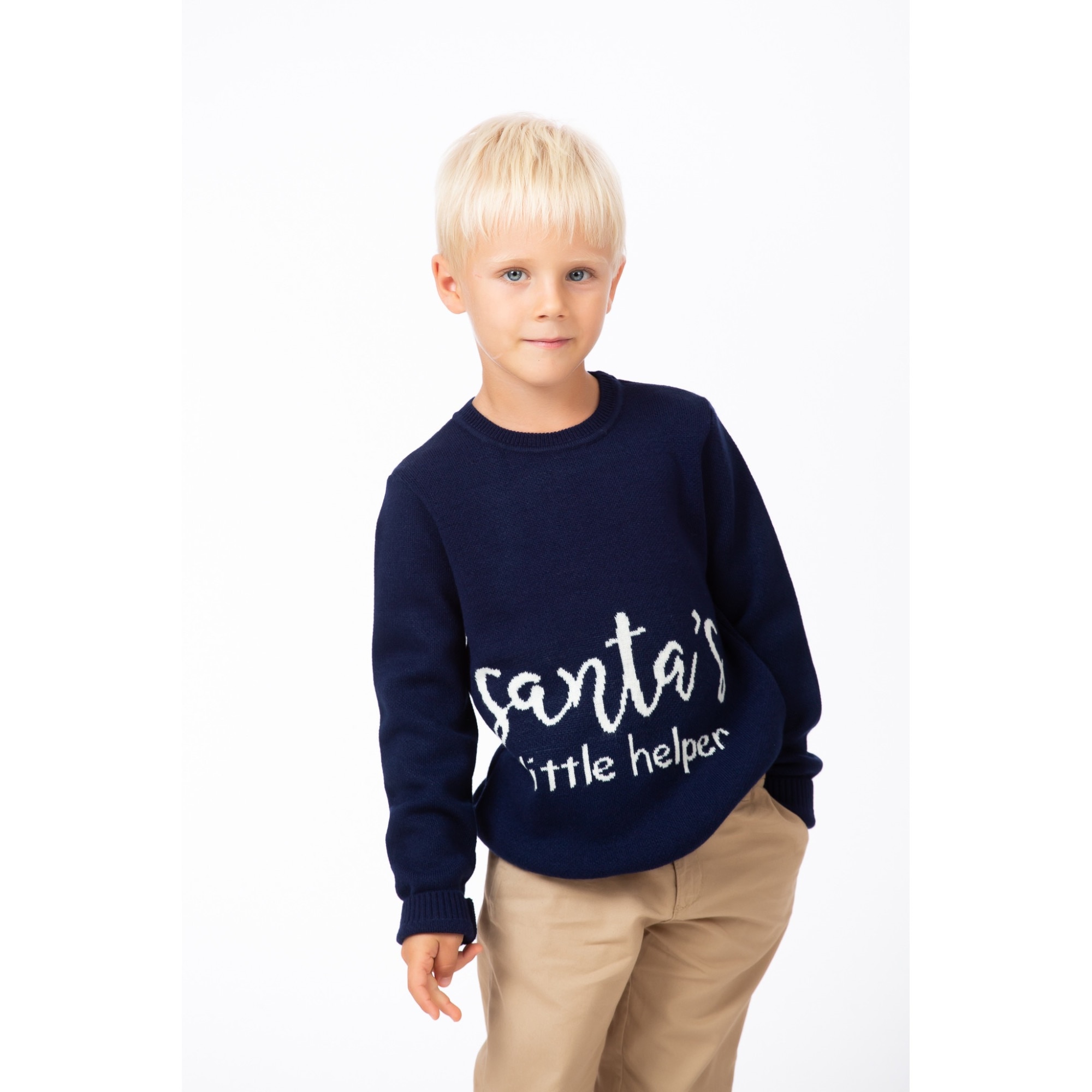 Pulover de baietei santa's, Bleumarin