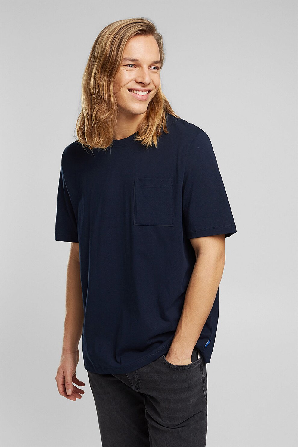 EDC by Esprit, Tricou relaxed fit de bumbac organic, Bleumarin inchis, S