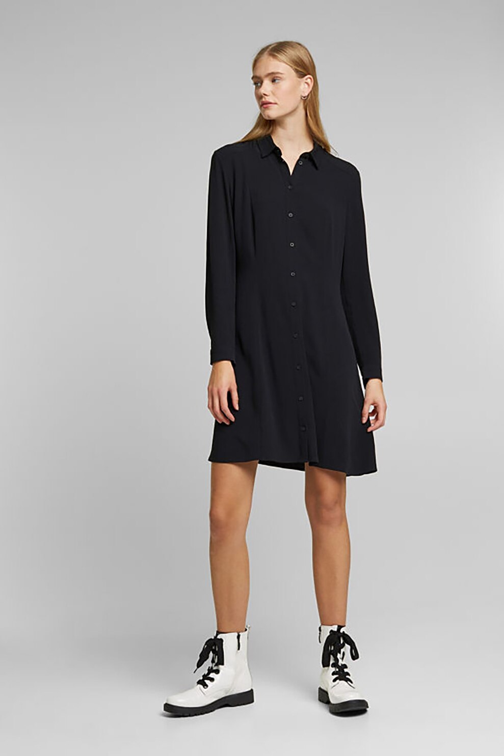 EDC by Esprit, Rochie mini tip camasa, Negru