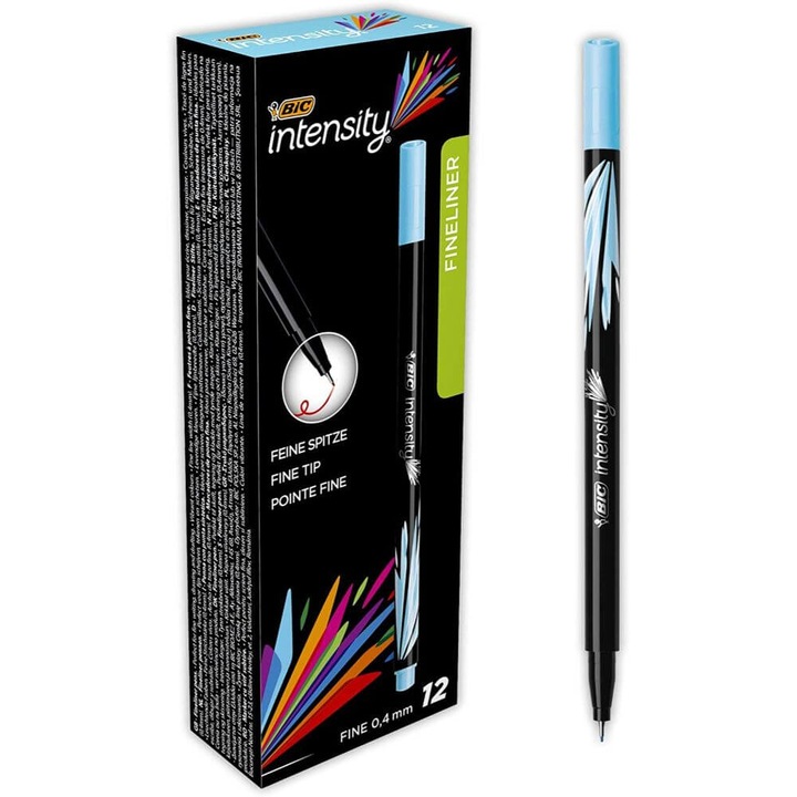 Bic intenzitású finom finomító készlet, 0,4 mm vastagságú hegy, türkiz tinta, 12 db