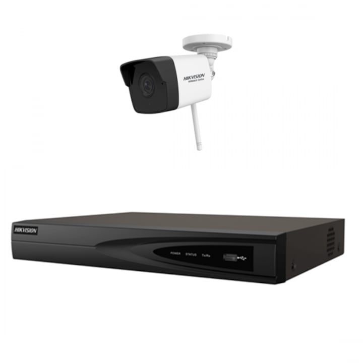 Sistem de supraveghere Hikvision 8 camere 8MP, 2.8mm, IR 30m, DVR 8 canale 4K, accesorii