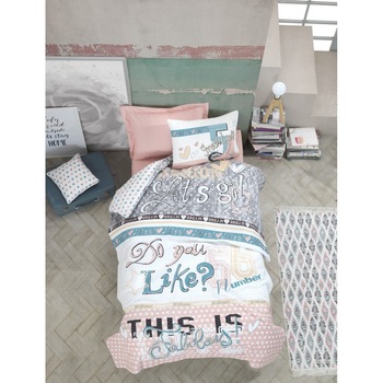 Set de pat 1 persoana 4 anotimpuri copii, bumbac 100% ranforce, 3 piese, Cotton Box, Fashion Powder Set de pat 1 persoana 4 anotimpuri copii, bumbac 100% ranforce, 3 piese, Cotton Box, Fashion Powder