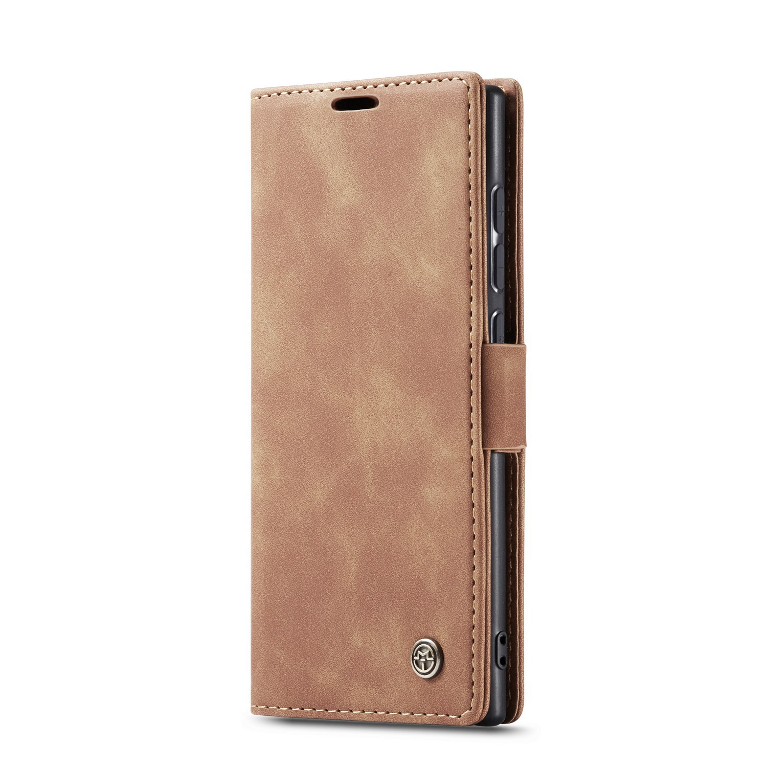 Husa Samsung Galaxy Note 10 Lite, CaseMe, slim piele, tip portofel, stand, inchidere magnetica, textura catifelata, Maro