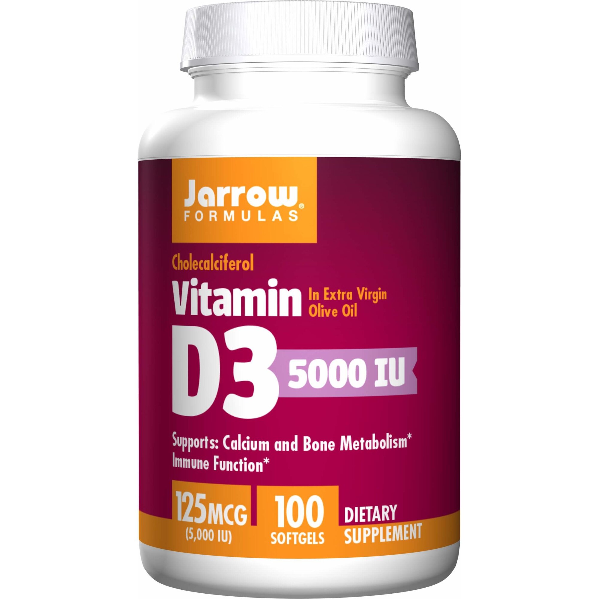 Supliment alimentar Jarrow Formulas Vitamina D3 5000IU, 100 Capsule