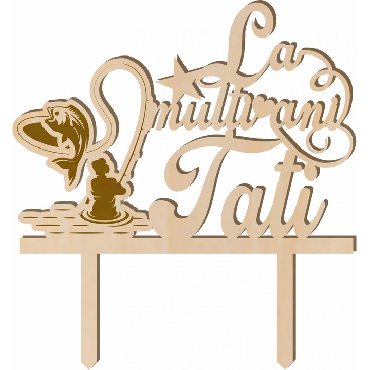 Topper tort La multi ani Tati, auriu, 1 buc