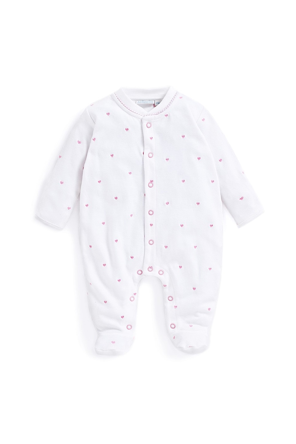 JoJo Maman Bebe, Salopeta cu botosei si imprimeu cu inimi, Alb