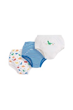 JoJo Maman Bebe, Set 3 perechi de chiloti, baieti, cu modele dungi si dinozauri, Multicolora JoJo Maman Bebe, Set 3 perechi de chiloti, baieti, cu modele dungi si dinozauri, Multicolora