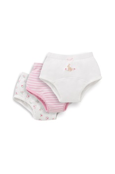 JoJo Maman Bebe, Set 3 perechi de chiloti, fete, cu dungi si floricele, Multicolor, Multicolora JoJo Maman Bebe, Set 3 perechi de chiloti, fete, cu dungi si floricele, Multicolor, Multicolora