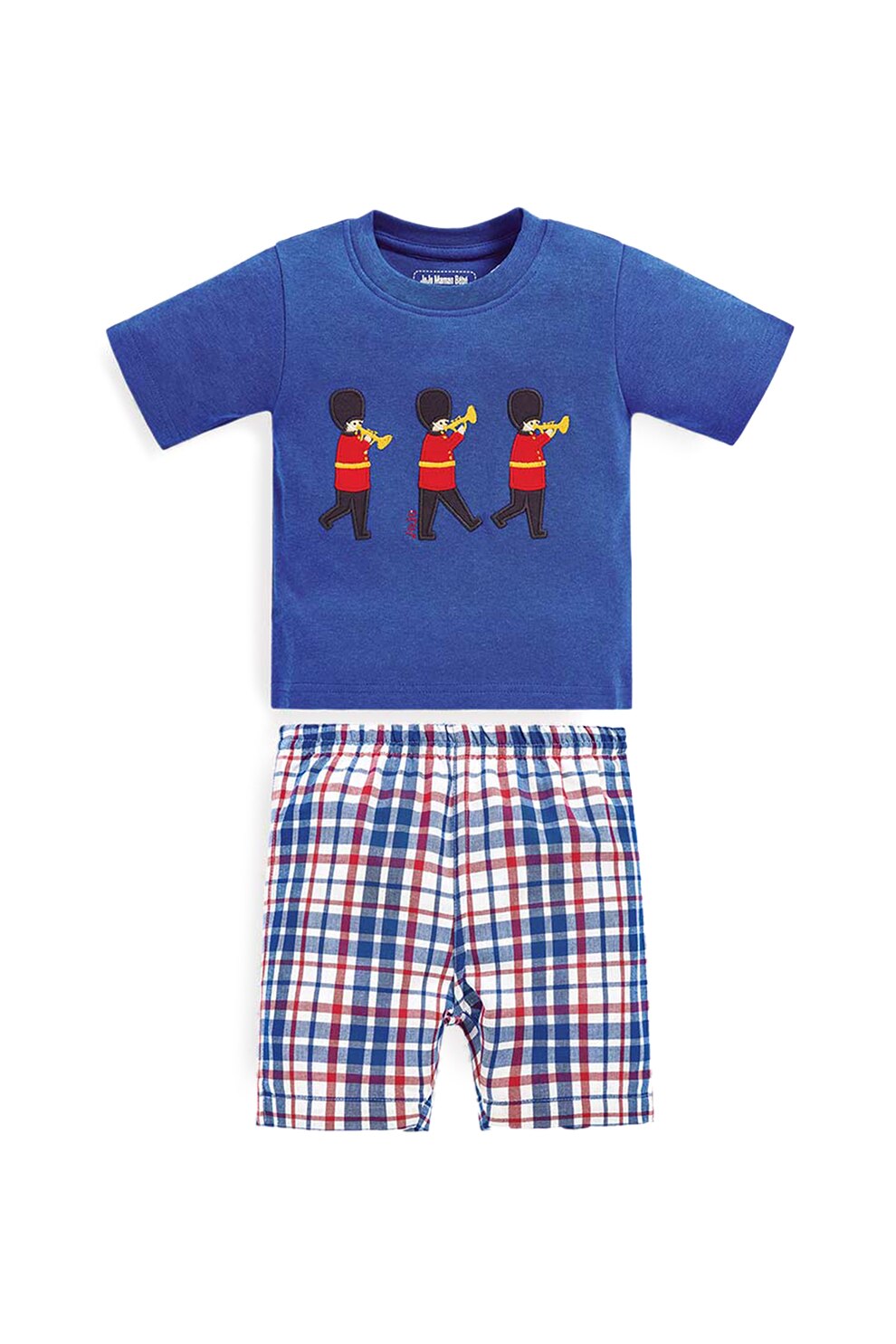 JoJo Maman Bebe, Pijama scurta cu decolteu la baza gatului, Albastru