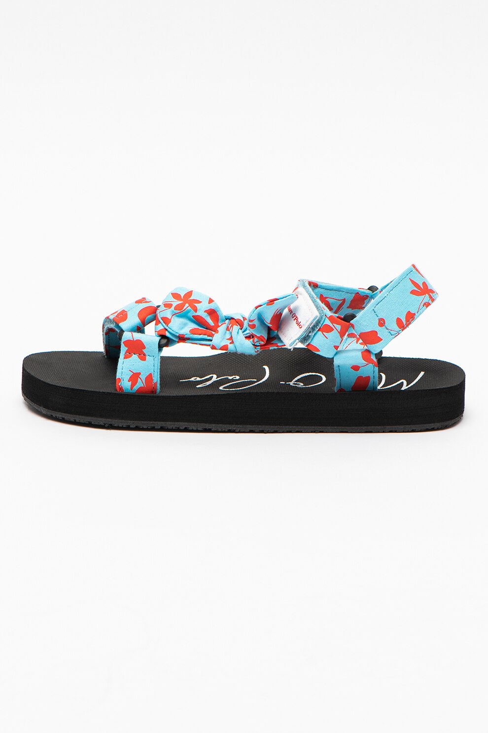 Marc O'Polo, Sandale textile cu imprimeu si velcro, Albastru/Rosu, 36