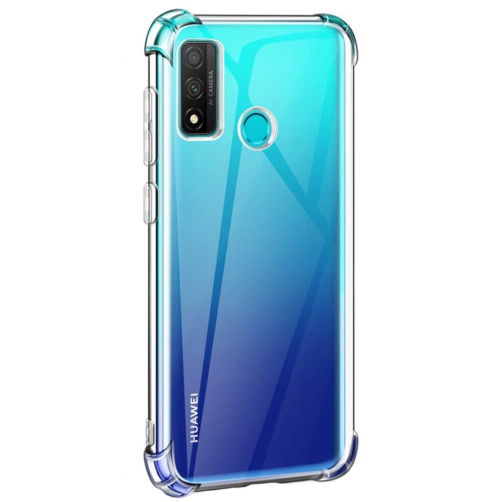 Удароустойчив калъф G-Tech, високотехнологичен силикон, съвместим с Huawei P Smart 2021, кристално чист