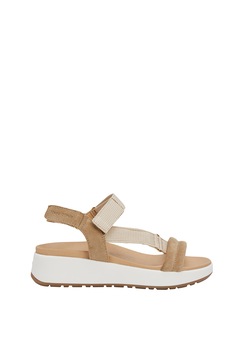 Marc O'Polo, Sandale wedge de piele intoarsa si material textil Marc O'Polo, Sandale wedge de piele intoarsa si material textil