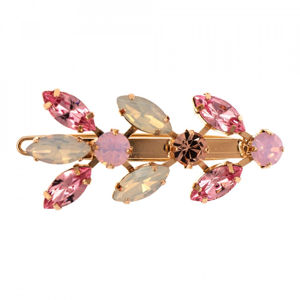 Agrafa de par placata cu Aur roz de 24K, Cristale Swarovski, Antigua by Roxannes - Mariana Jewellery, Alb/Roze 9022-223-1RG